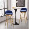 XOUVY 2 PCS High Back Bar Stools Velvet Padded Bar Chairs Counter Height Bar Stool for Kitchen Island Breakfast Barstools Gold Metal Legs 26 inch Seat Height view 2