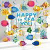 66 Pcs Tropical Fish Hanging Ceiling Swirls Under The Sea Party Decorations Ocean Themed Party Hanging Spiral Decorations for Boys Girls Kids Mermaid Creatures Ocean Party Birthday Party Supplies view 1