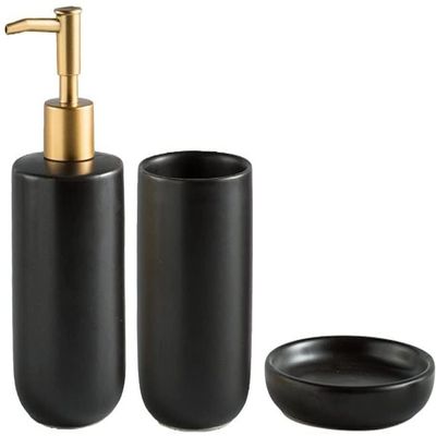 Lotion Dispenser 3 Pack Ceramic Soap Dispenser Set With Soap Dish And Mouthwash Cup Bathroom Solid Color Accessory Set, 350ml/11.5oz Lotion Pump Bottle Bathroom Soap Dispenser ( Color : Onecolor )