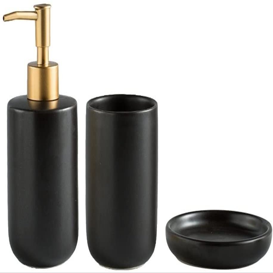 Lotion Dispenser 3 Pack Ceramic Soap Dispenser Set With Soap Dish And Mouthwash Cup Bathroom Solid Color Accessory Set, 350ml/11.5oz Lotion Pump Bottle Bathroom Soap Dispenser ( Color : Onecolor )