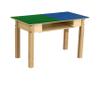 Contender Time-2-Play Montessori Toddler's 30.75" Rectangular Plywood Blue & Green Lego Blocks Compatible Table with Shelf, Solid Wood Desk for Playroom/Daycare/Preschool [18" Long Legs] view 1