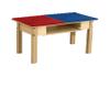 Contender Time-2-Play Deluxe Hardwood Red & Blue Duplo Compatible Play Table for Kids with Storage, Solid Wood Activity Desk for Playroom, 30.75" W X 15.5" D Rectangular with 16" Long Legs view 1