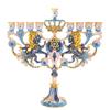 CohenTsemach Art&Gift Blue Hanukkah hanukkiah Menorah Enamel Lions Star of David view 1