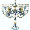 CohenTsemach Art&Gift Blue Hanukkah hanukkiah Menorah Enamel Lions Star of David Israel view 1