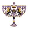 CohenTsemach Art&Gift purple Hanukkah Menorah Enamel Lions Star Of David Israel view 3