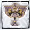 CohenTsemach Art&Gift Purple Hanukkah Menorah Enamel Lions Star of David Israel view 3