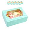 Global Sugar Art Auto-Popup Quarter Sheet Cake & 12 Cupcake Box with Window and Cupcake Inserts, Designer Blue Stripe 14 x 10 x 4 Inches, 5 Count view 1