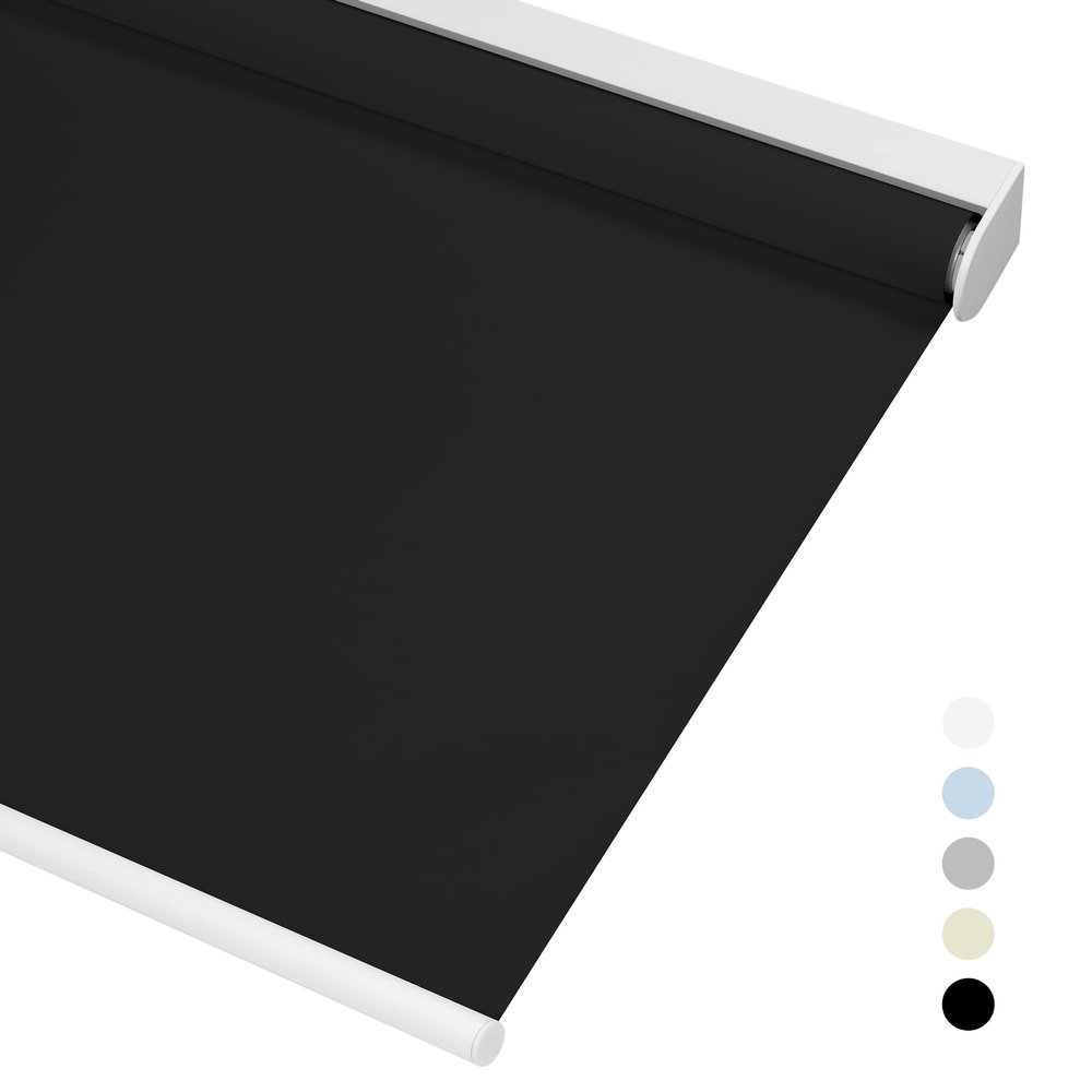 Boolegon Blackout Roller Shades for Windows Cordless Room Darkening Roller Blinds Black Out Window Shades for Home Office Bedroom Media Room Sliding Door Black,28" W x 64" H