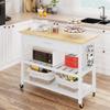 JY QAQA 40" Kitchen Island on Wheels with Storage Cabinet Kitchen Cart Cabinet with Shelves, Cart Handle for Towel Rack or Free Mobility, Portable Islands for Kitchen,White view 1