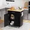 JY QAQA 26" Kitchen Island on Wheels with Storage Cabinet Kitchen Cart Cabinet with Shelves, Cart Handle for Towel Rack or Free Mobility, Portable Islands for Kitchen,Black view 1