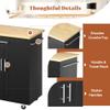 JY QAQA 26" Kitchen Island on Wheels with Storage Cabinet Kitchen Cart Cabinet with Shelves, Cart Handle for Towel Rack or Free Mobility, Portable Islands for Kitchen,Black view 4