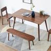 Solid Oak Wood Dining Bench Rustic Table Benches Rectangle 2-3 Seater Bench for Kitchen Dining Room Living Room Entrway (39.4"-Walnut) view 3