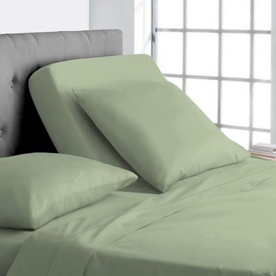 Online Bedding Linen Flex Top Queen Size Bed, 800TC Egyptian Cotton 18" Deep Pocket Split Sheets for Sleep Number Bed (4 Pcs) 28" Top Split Sheet - Sage