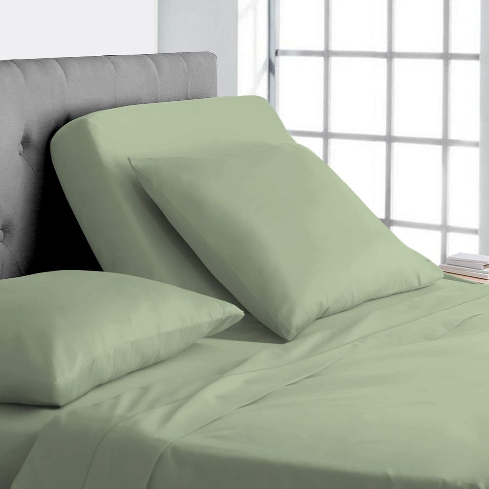 Online Bedding Linen Flex Top Queen Size Bed, 800TC Egyptian Cotton 18" Deep Pocket Split Sheets for Sleep Number Bed (4 Pcs) 28" Top Split Sheet - Sage