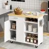 JY QAQA 42" Kitchen Island on Wheels with Storage Cabinet Kitchen Cart Cabinet with Shelves, Cart Handle for Towel Rack or Free Mobility, Portable Islands for Kitchen view 1