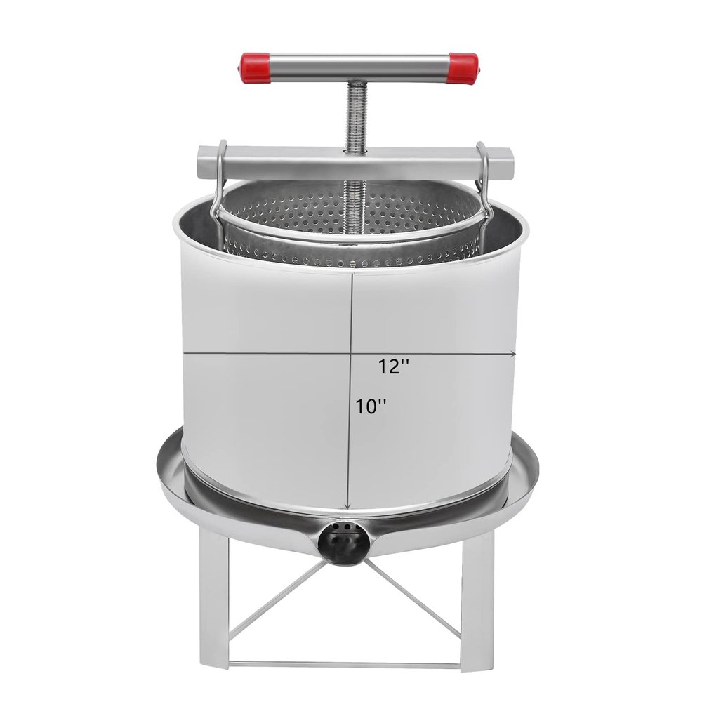 Fruit Wine Press 3.3 Gallon Manual Grape Presser for Wine Juice Making DIY Large Fruit Honey Presser Apple Cider Grape Juice Press Extractor