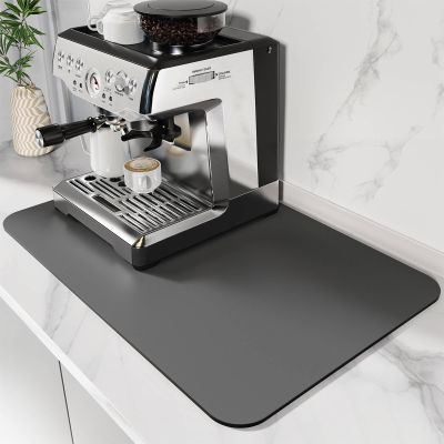 DK177 Coffee Mat - Dish Drying Mat for Kitchen Counter, Hide Stain, Absorbent with Waterproof Rubber Backing, Fit Kitchen Dish Rack Bar Accessories (Dark Gray, 24" x 16")