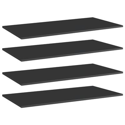 loibinfen Set of 4 Bookshelf Boards Replacement Panels Storage Units Organizer Display Shelves, High Gloss Black 39.4"x19.7"x0.6" Engineered Wood