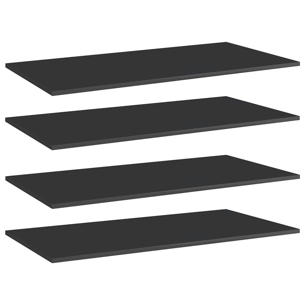 loibinfen Set of 4 Bookshelf Boards Replacement Panels Storage Units Organizer Display Shelves, High Gloss Black 39.4"x19.7"x0.6" Engineered Wood