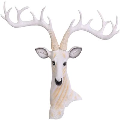 FEHUN Stag Head Wall Mount Deer Head Wall Decor Retro Wall Hangings ResinWall Decor Background (Color : Beige, Size : 73 * 23.5 * 52cm)