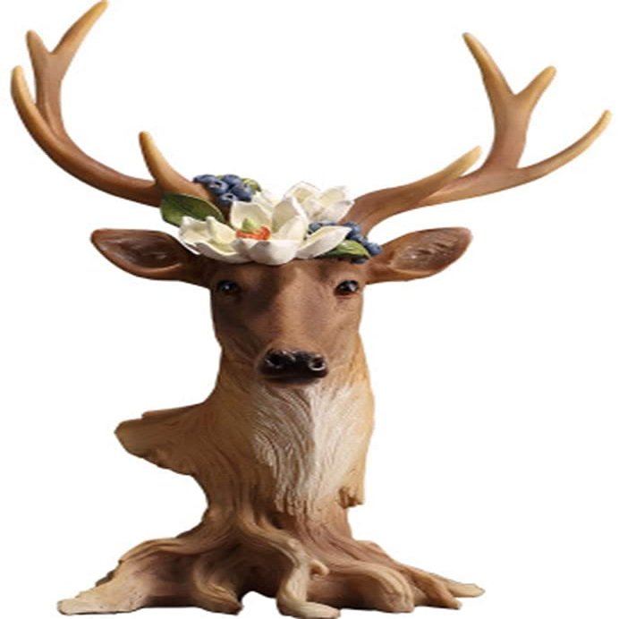 FEHUN Deer Head Wall Decor Brown,Decoration Crafts for Living Room Home,Luxurious ResinWall,Retro Wall Hangings Creative Faux Deer Head