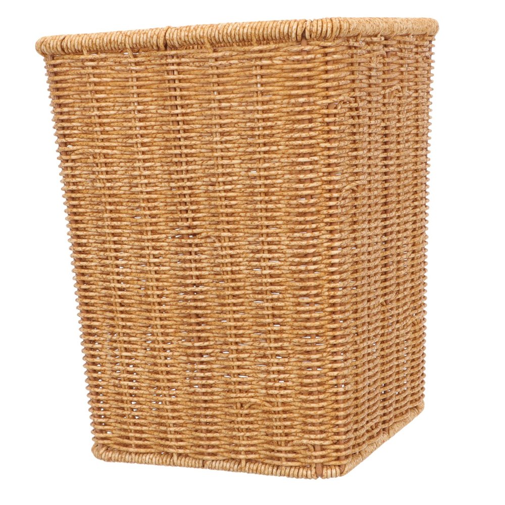 COLLBATH Retro Woven Trash Can Versatile Weaving Wastebasket for Kitchen Bathroom Living and Home Decor Lightweight Multi-Functional Storage Basket for Sundries and Fruits