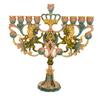 Cohen Tsemach Art&Gift Turquoise Hanukkah Menorah Enamel Lions Star Of David Hanukkiah view 1