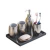 NOBRIM Bathroom Accessory 6 Piece Resin Bath Accessories Sets, Lotion Bottle,Toothbrush Holder,mouthwash Cup,soap Dish,Large Tray Decor Bathroom Wash Set Bathroom Wash Set view 1