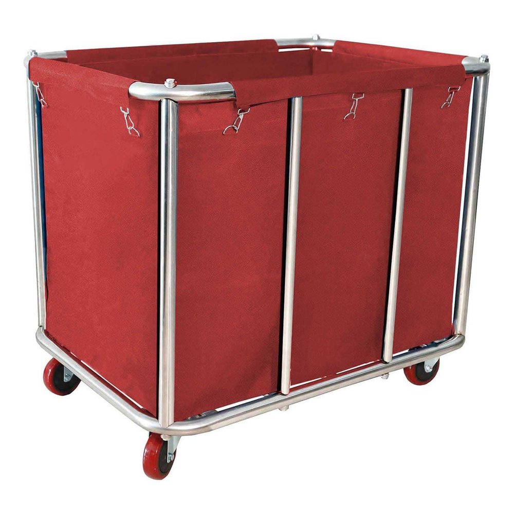Graywlof Commercial Laundry Cart With Wheels - 11.5 Bushel Heavy Duty Stainless Steel Hamper With Waterproof Lining - 260 Lbs Load Capacity