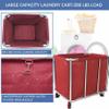 Graywlof Commercial Laundry Cart With Wheels - 11.5 Bushel Heavy Duty Stainless Steel Hamper With Waterproof Lining - 260 Lbs Load Capacity view 4