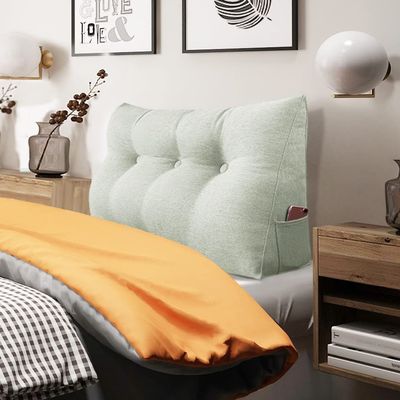 BNCKTRD Headboard Pillow Wedge Twin Size Large Bolster Pillow for Daybed Back Support Triangle Reading Pillow for Sitting Up in Bed XXL Couch Rest Backrest Cushion Linen Off White