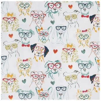 Dogs in Glasses Valance Wedding Decor Home Decor Cotton Window Treatment 42W x 14L, Home Living Curtain Gift Idea Housewarming