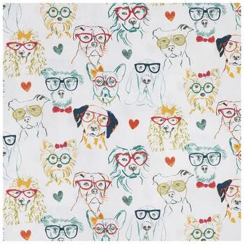 Dogs in Glasses Valance Wedding Decor Home Decor Cotton Window Treatment 42W x 14L, Home Living Curtain Gift Idea Housewarming