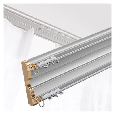 NOIRDA Aluminum Ceiling Track with Double Row of Pulley, Elegant Double Curtain Track, Heavy Duty Conjoined Curtain Rails Ceiling Mount for Home Office, 7colors(Color:B,Size:180cm/5.9ft)