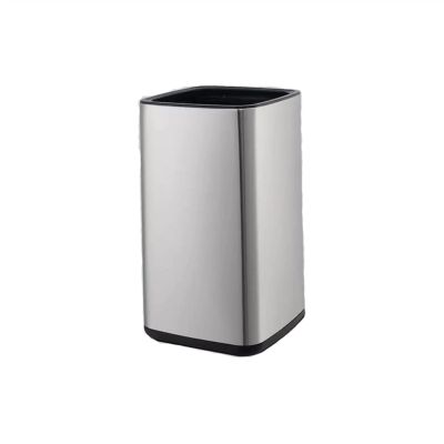 DYPASA Garbage Can Stainless Steel Trash Can Household Double-Deck Bin Without Lid Bedroom Toilet Office Waste Paper Basket Trash Bin ( Color : Silver , Size : 12l )
