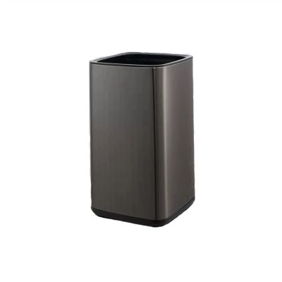 DYPASA Garbage Can Stainless Steel Trash Can Household Double-Deck Bin Without Lid Bedroom Toilet Office Waste Paper Basket Trash Bin ( Color : Black , Size : 15l )