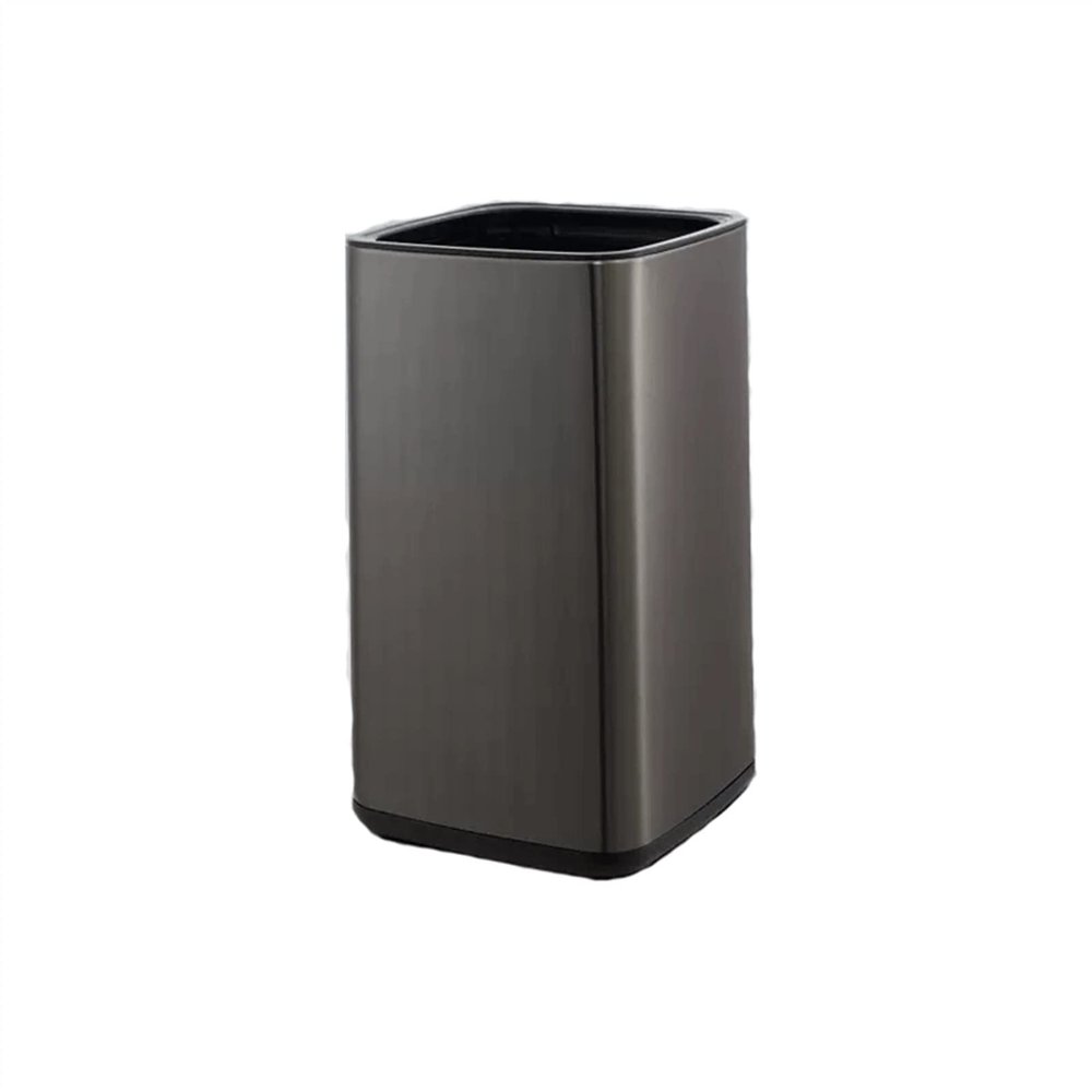 DYPASA Garbage Can Stainless Steel Trash Can Household Double-Deck Bin Without Lid Bedroom Toilet Office Waste Paper Basket Trash Bin ( Color : Black , Size : 15l )