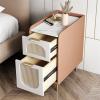 Modern Coffee Table Rectangular Side Table Bedroom Double Drawer Bedside Table Living Room Bedroom Sofa Side Decoration Small Coffee Table Wooden End Table Side End Table (Size : Brass) view 3