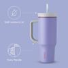 Owala Stainless Steel Triple Layer Insulated Travel Tumbler with Spill Resistant Lid, Straw, and Carry Handle, BPA Free, 40 oz, Light Purple (Whimsical Daydream) view 3