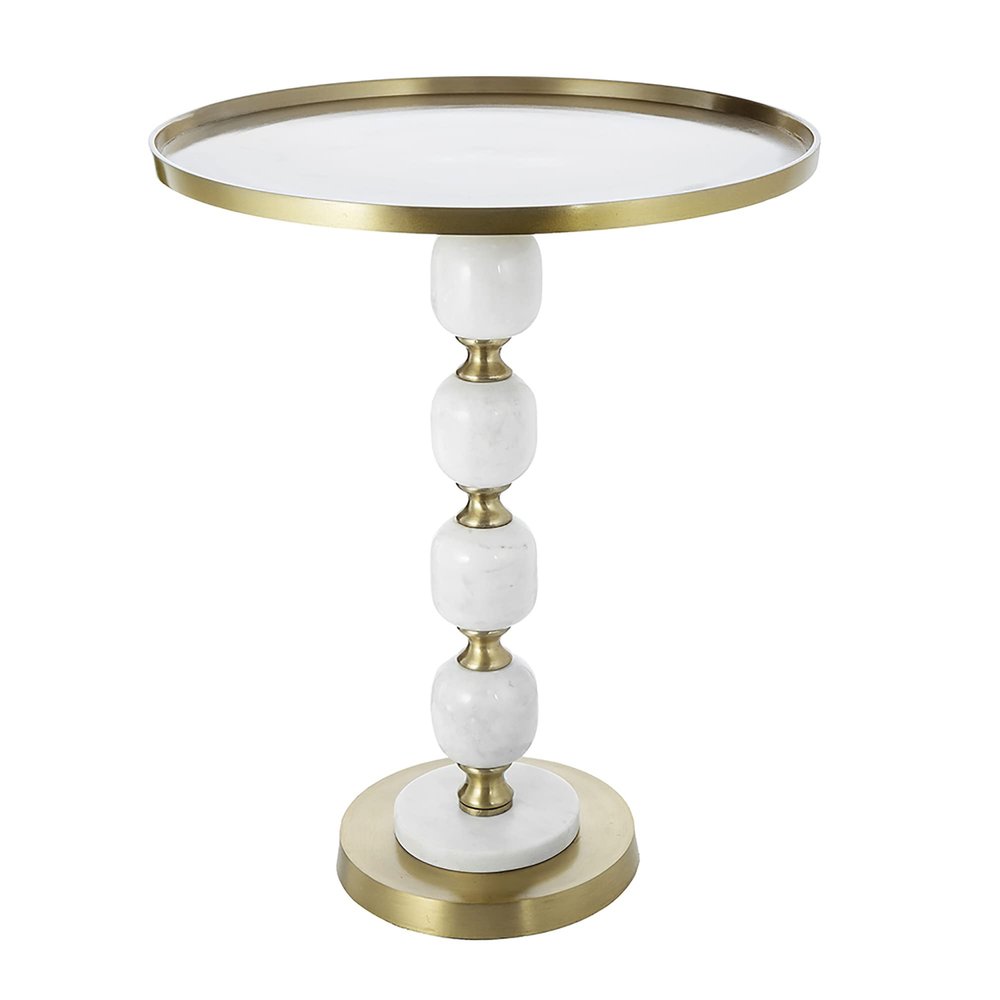 A&B Home Gold Side Table, Round Marble End Table, Small Nightstand Accent Table, Home Decor for Living Room Bedroom Entryway Office, D16 x 20"