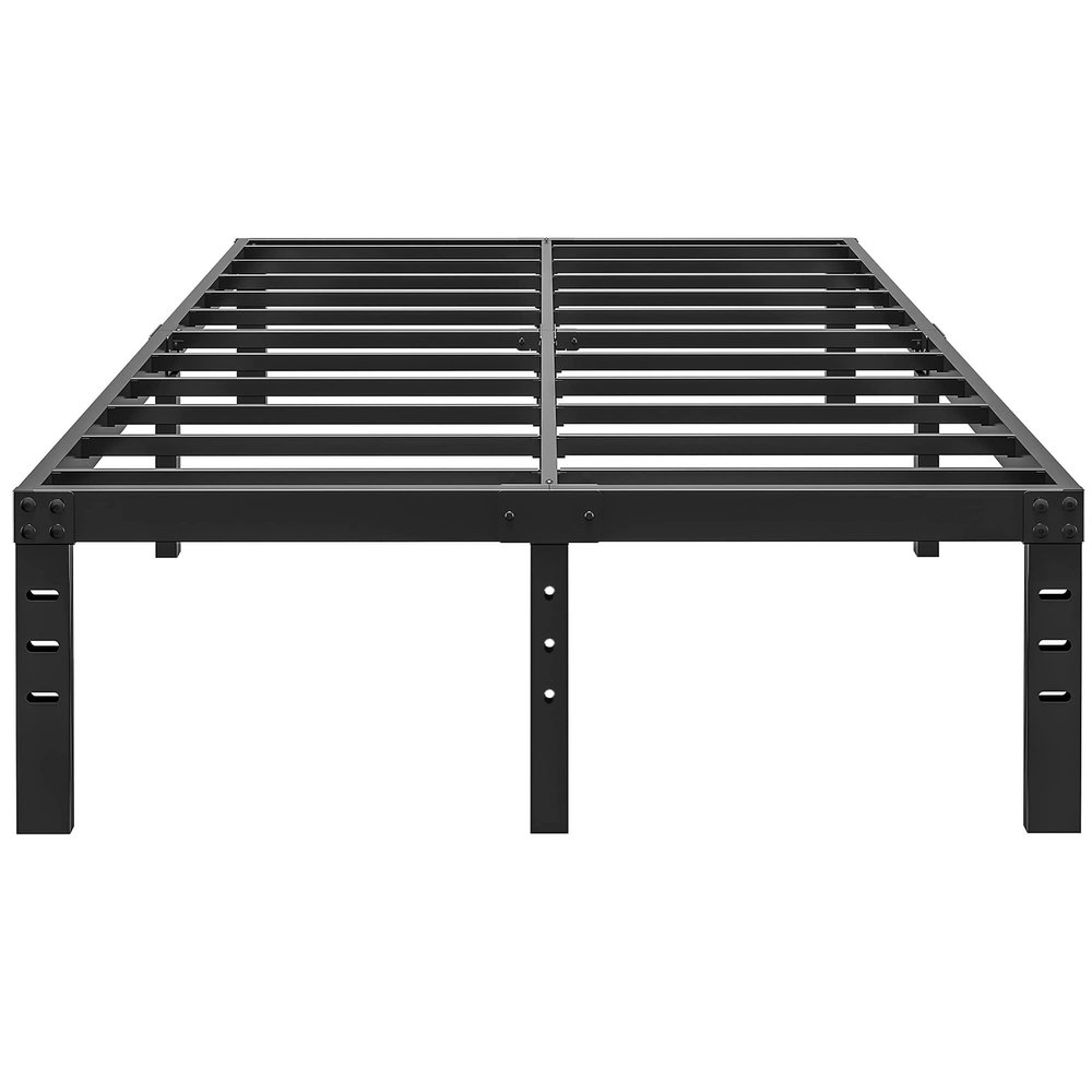 ALDRICH 14 Inch Metal King Size Bed Frame - Double Black Basic Steel Slats Platform, Easy Assembly Heavy Duty Noise Free Bedframes, No Box Spring Needed