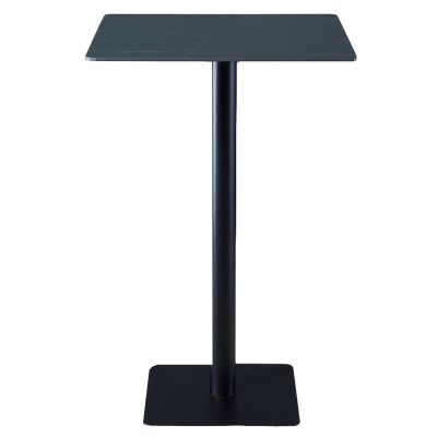AYQEHYO 60cm/24in Square Bar Table, Black Rock Plate Table Top Metal Base 105cm/24in Bistro Bar Table, Counter Bar High Table in Kitchen Dining Room and Living Room, Easy to Assemble