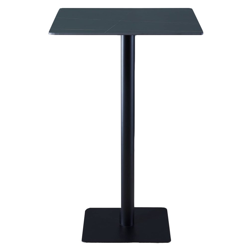 AYQEHYO 60cm/24in Square Bar Table, Black Rock Plate Table Top Metal Base 105cm/24in Bistro Bar Table, Counter Bar High Table in Kitchen Dining Room and Living Room, Easy to Assemble