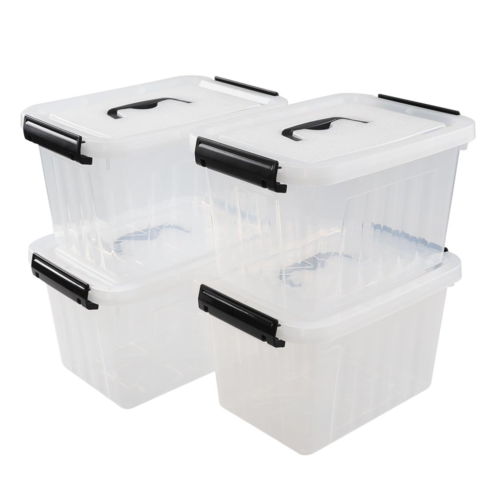 Bblina 6 Quart Plastci Storage Box, Clear Storage Bins Totes Containers Set of 4