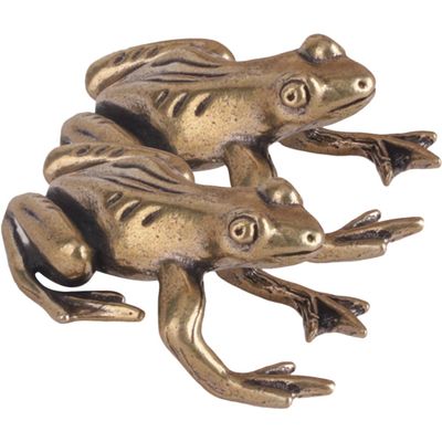 DECHOUS 2pcs Vintage Brass Frog Figurine Decorative Frog Decor for Tea Table Aesthetic Home Unique for Tea for Living Room Bedroom