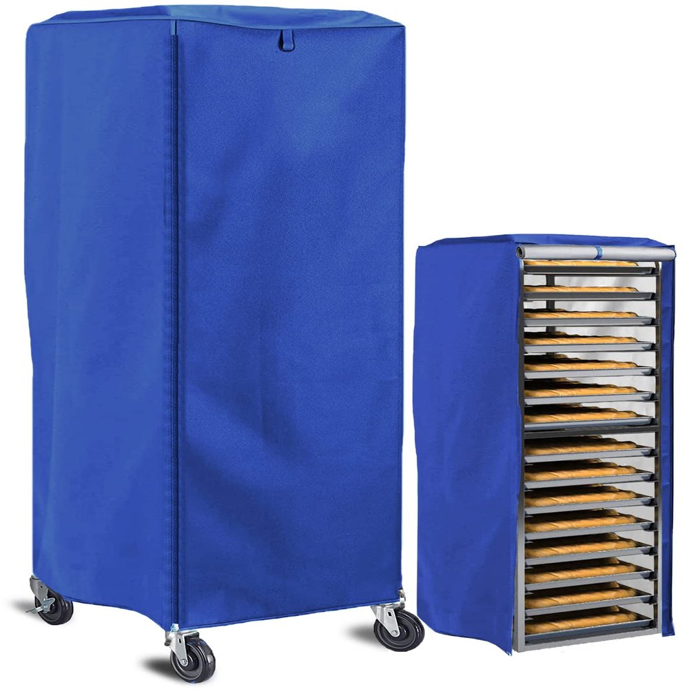 Sealcover Bun Pan Rack Cover, High Density Waterproof and Dustproof Bread Rack Cover, 23x28x64in Dark blue, Bakery Single Rack Covers.
