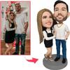 mydedor Custom Bobblehead of 2 People with Pet - Personalized Couple and Dog Cat Figurine from Photos, Handmade Best Friend Sculpture Gift for Family, Friendship Day view 2