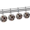 12pcs Brown Cow Printed Shower Curtain Hooks Decorative Shower Curtain Hanger Rings Roller, Stainless Steel Round Rust Proof Shower Rings Hangers for Bathroom Shower Curtain Rod view 2