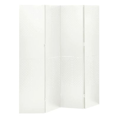 4-Panel Room Divider,Free Standing Office Partition,Porch Privacy Panel,Divisores De Habitacion,for School, Church, Office, Classroom, Dorm Room,Room,Studio,White 63"x70.9" Steel