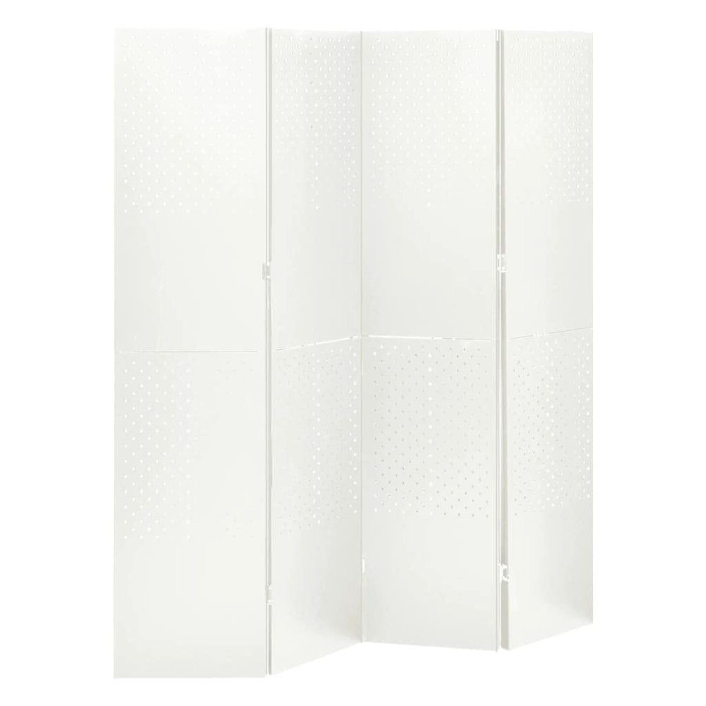 4-Panel Room Divider,Free Standing Office Partition,Porch Privacy Panel,Divisores De Habitacion,for School, Church, Office, Classroom, Dorm Room,Room,Studio,White 63"x70.9" Steel